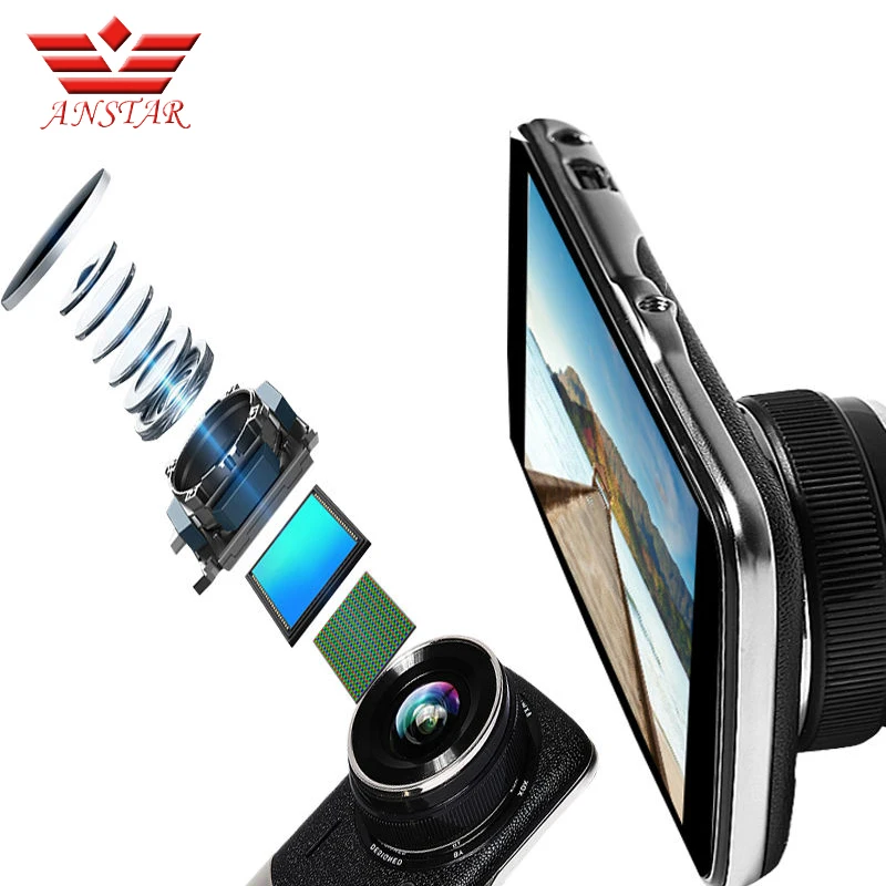 Автомобильный видеорегистратор Anstar камера FHD 1080P с двумя объективами 4 дюйма |