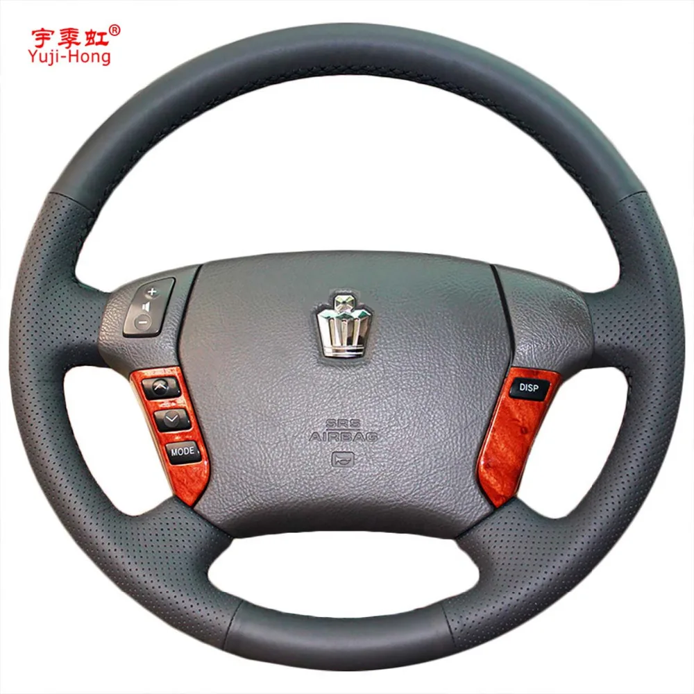 

Чехол для руля автомобиля, чехол для Toyota Crown 2005-2009, прошитый вручную чехол из искусственной кожи с колесами