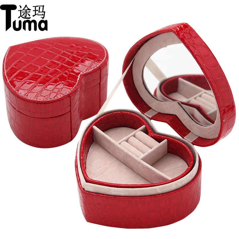 Креативный Свадебный Подарок маленькие Pu сердца образные украшения коробки