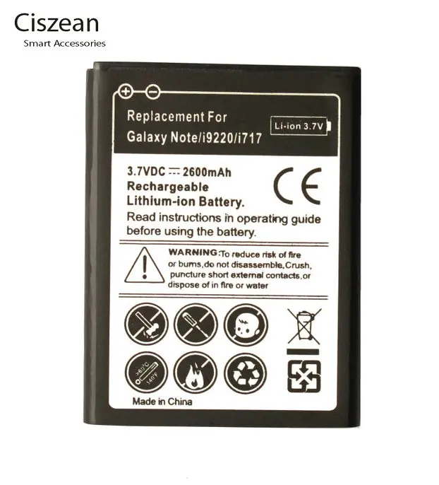 Ciszean 1x2600mAh EB615268VU 3.7VDC сменный литий ионный аккумулятор для Samsung Galaxy Note GT N7000 I9220