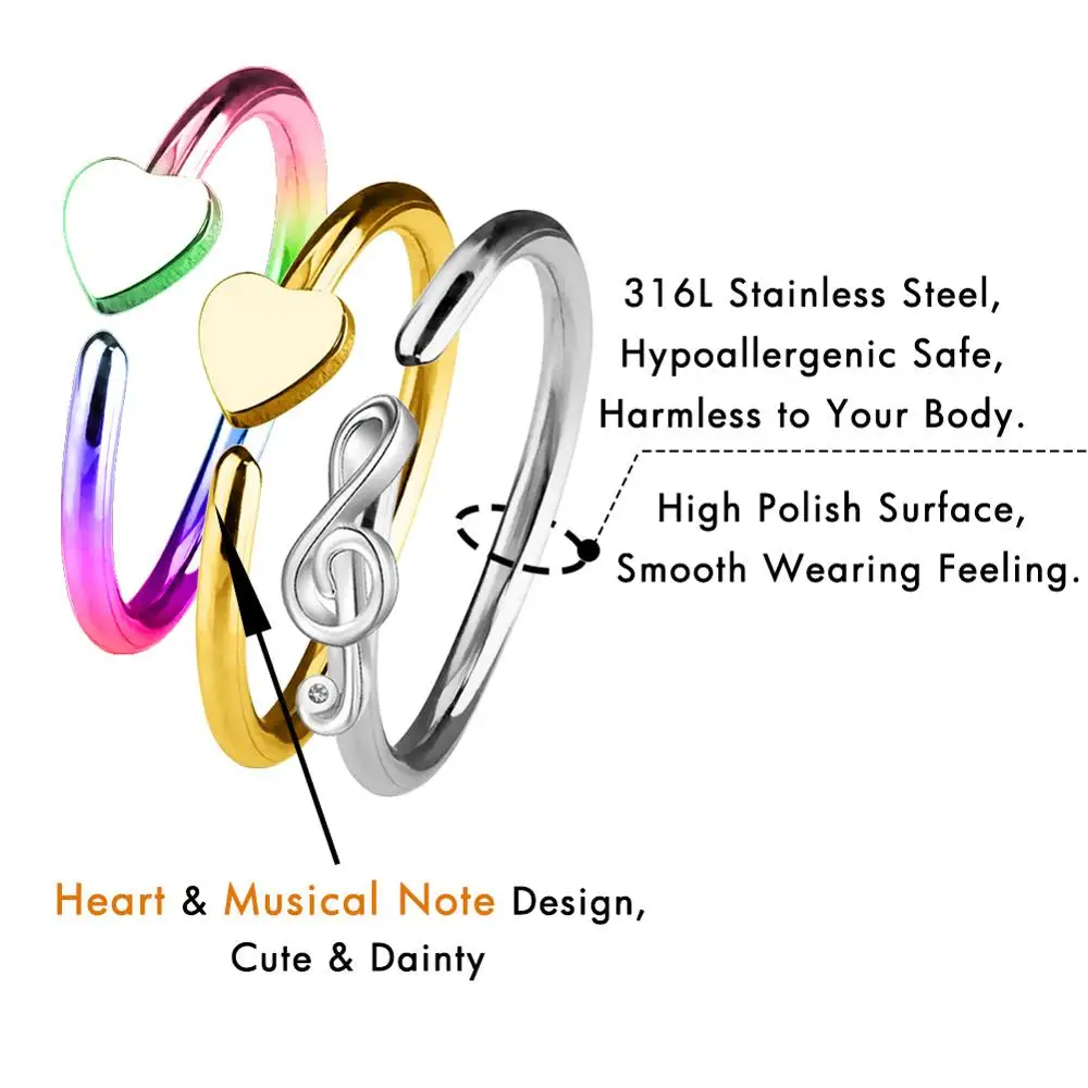 Тела Панк 18g кольцо в нос гибкие серьги Игристые прозрачного синий CZ Helix Daith