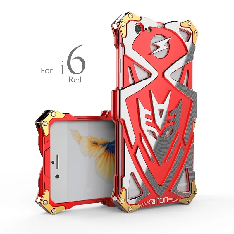 Red Zimon Simon сверхпрочный чехол для телефона для iPhone 6 7 8 THOR IRONMAN Алюминиевый металлический противоударный чехол для iPhone 8Plus 6splus - Цвет: Red