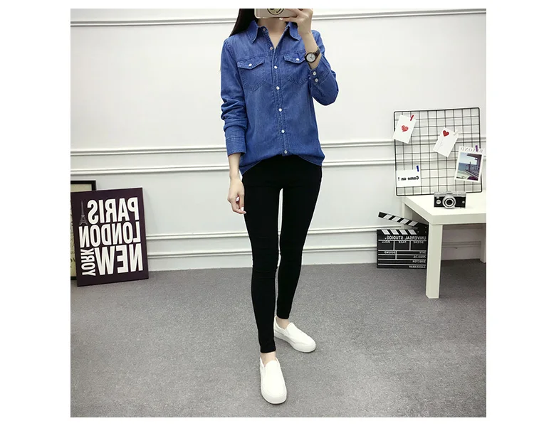 

New Autumn winter shirts women cotton flannelette long sleeve blouse Denim shirt casual flannel tops plus size