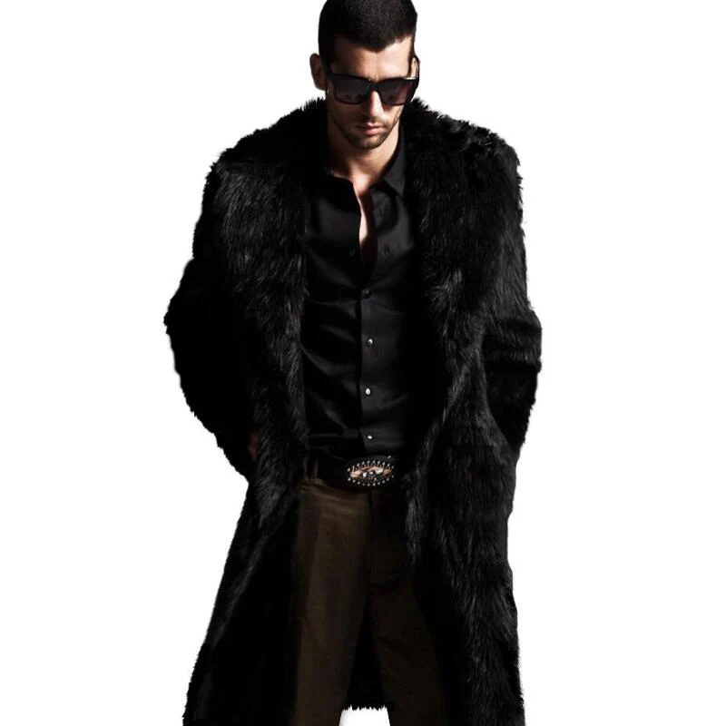 Новинка 2015 зимняя мужская шуба длинная модная тёплая отложной воротник из