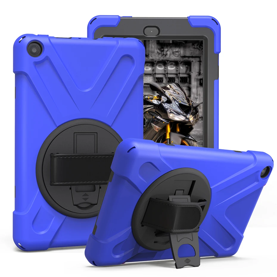 Вращающийся на 360 градусов чехол-подставка для Amazon Kindle Fire HD 8 HD8 с ремешком на руку противоударный мягкий силиконовый защитный чехол