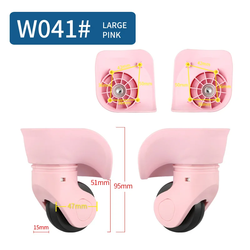 W041 Large Pink Замена багажных колес Ремонт 14-30 дюймов аксессуары для багажа ролики Спиннер колеса Замена колес для чемоданов ролики - Цвет: W041 Large Pink