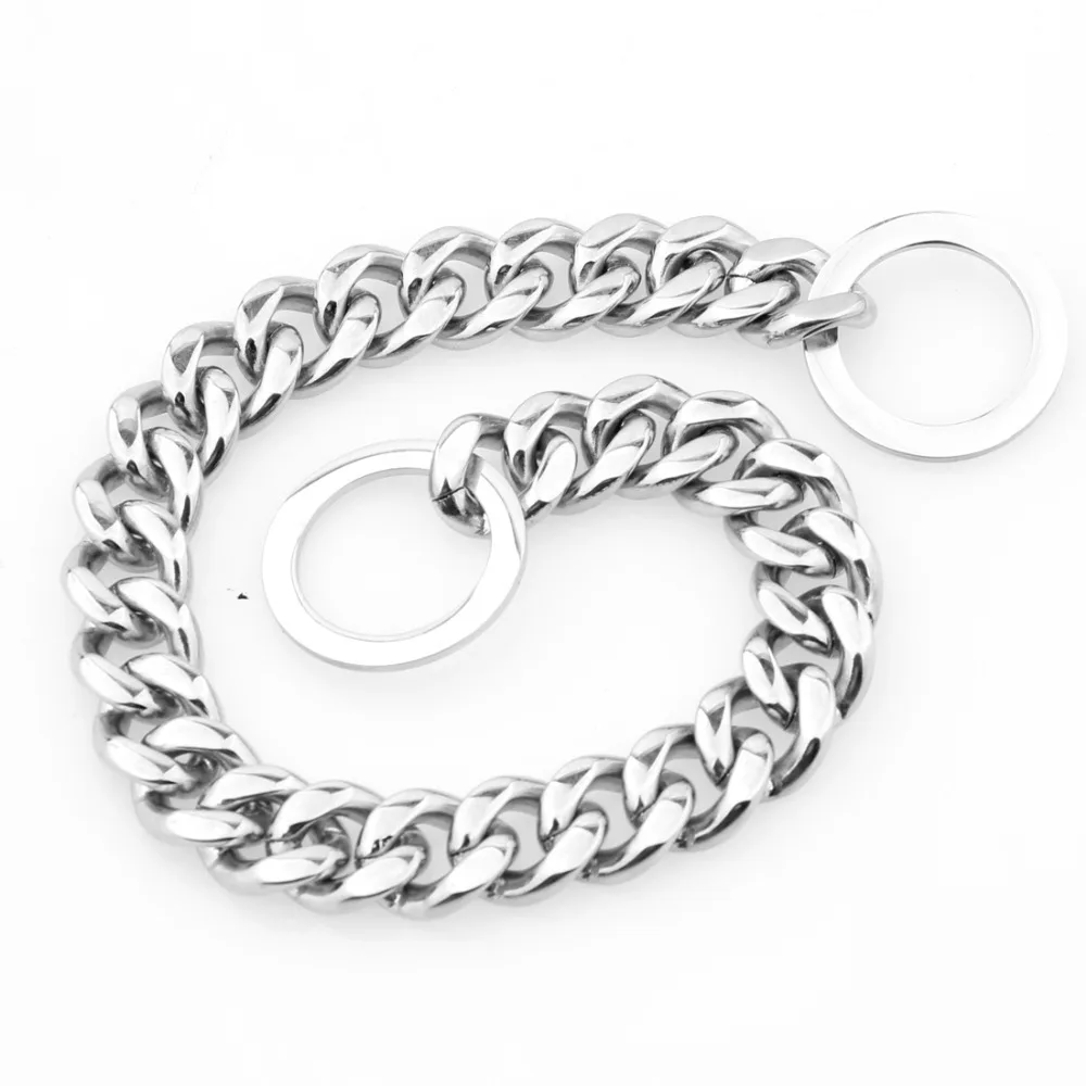 

10"-40" For Choose High Polished 15mm Cool Silver Color Stainless Steel Curb Cuban Link Chain Cool Dog's Necklace
