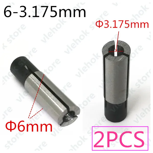 1/2 ''1/4'' 1/8 ''10 мм 8 мм 6 мм 4 мм 3 мм патрон фрезы цанговый адаптер для передачи для Makita BOSCH HITACHI DeWALT Hilti worx - Цвет: 2PCS       6-3.175mm