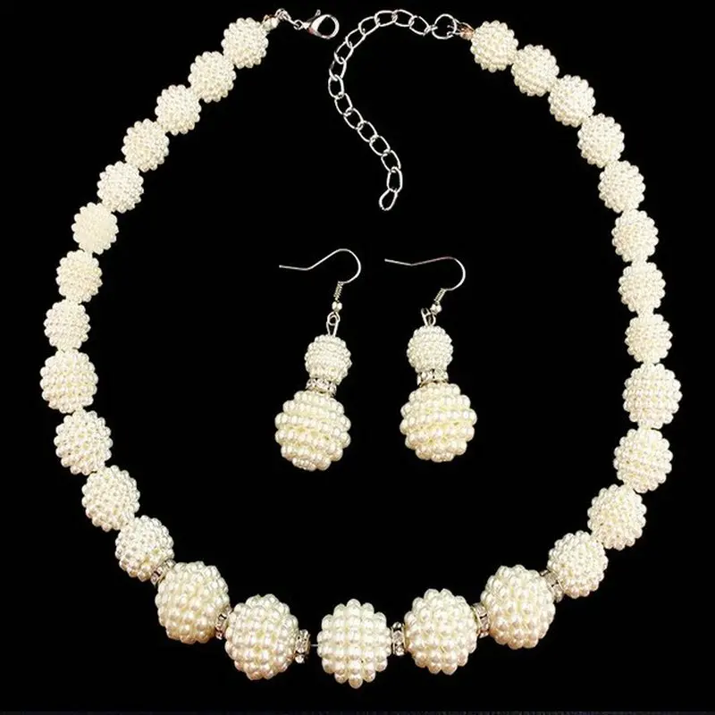 Комплект из колье и серёг с искусственным жемчугом|african beads jewelry set|fashion necklace setnecklace