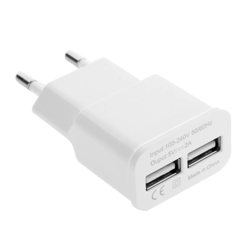 Штепсельная Вилка европейского стандарта 5В 2А 2USB адаптер зарядного устройства