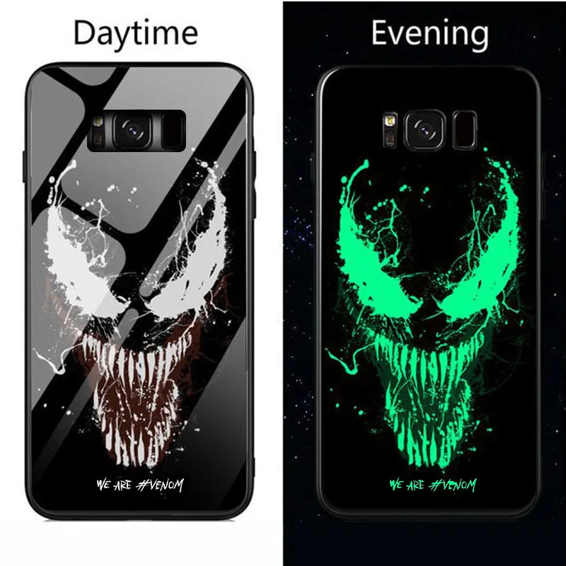 Светящийся стеклянный чехол Venom для телефона Samsung Galaxy S8 S9 S10 S20 Plus задняя крышка Ultra