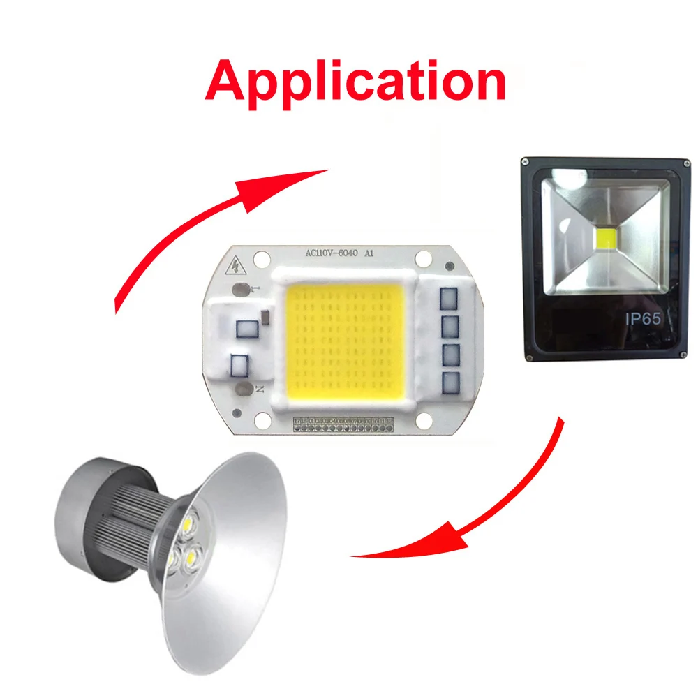 5 шт./лот Светодиодная лампа COB с чипом 20 Вт 30 50 220 В переменного тока в IP65 Smart IC