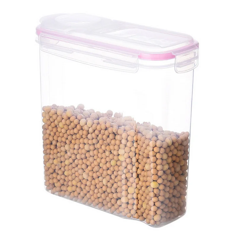 Urijk 4L/2.5L/1.1L квадратные пластиковые емкости для хранения, кухонная коробка для хранения, диспенсер для зерновых, контейнеры для хранения зерновых - Цвет: 2.5L  pink