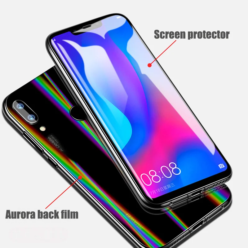 Защитная пленка для экрана для huawei Nova 4/3/Nova 3i+ задняя пленка Aurora из мягкого ТПУ с полным покрытием анти-шок с 2 чистыми комплектами