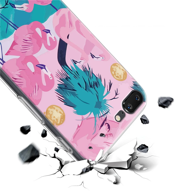 Матовый сенсорный принт Фламинго зеленый лист цветок задняя крышка для OnePlus 5