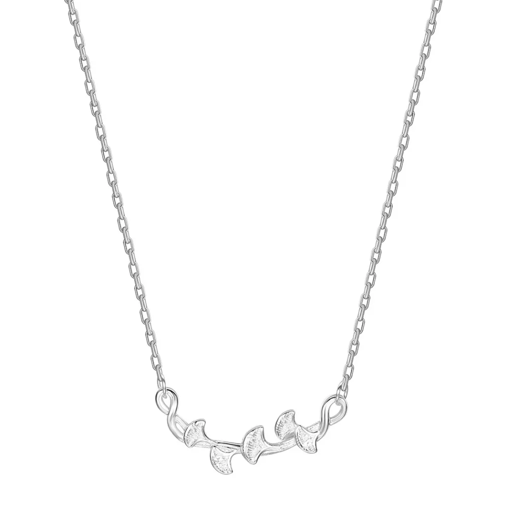 QIAMNI Gingko Leaves Blossom Chain Pendant Necklace Birthday Gift Apricot Flower Branches Chokers for Women Jewelry | Украшения и