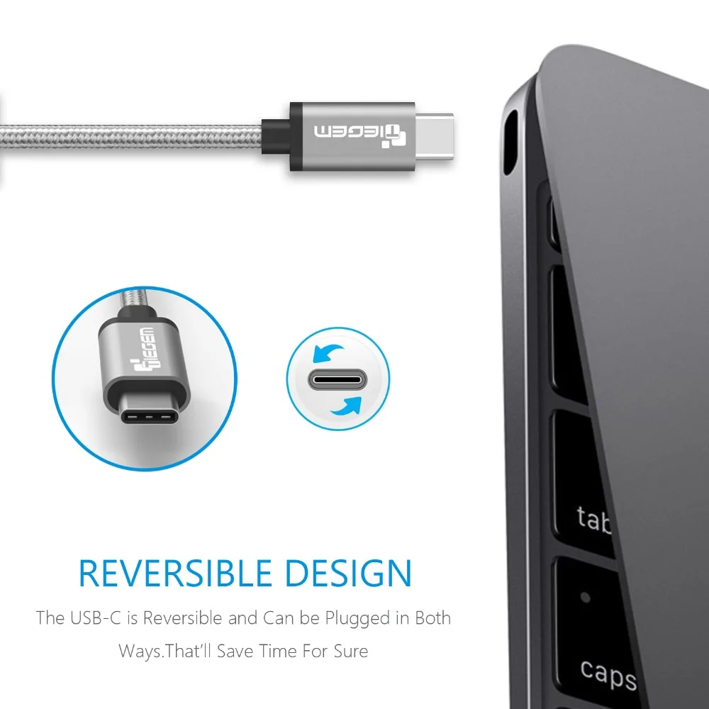 Кабель TIEGEM USB 3 1 тип C Высокоскоростной шнур 0 кабель для MacBook Xiaomi 4s 5 letv Samsung s8 Type-c Nexus