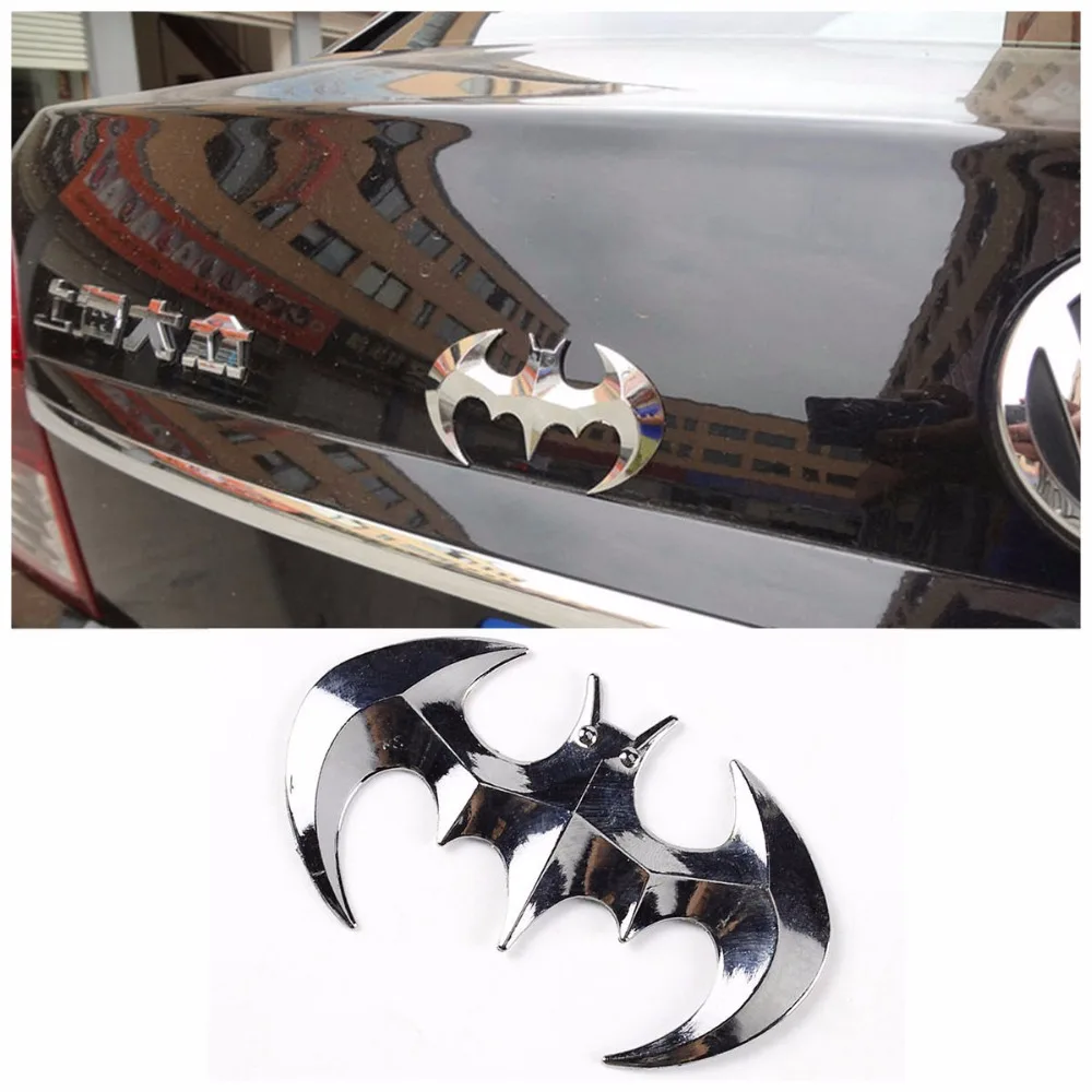 

BBQ@FUKA Silver 3D Bat Shape Emblem Car Funny Sticker Badge Decal Styling For Mazda 3 5 6 CX4 CX7 CX9 Ford Focus VW PASSAT Golf