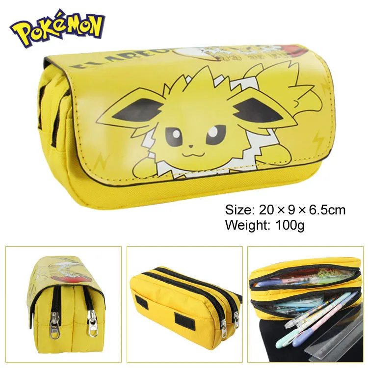 Мультяшный детский пенал Pokemon pencil школьная сумка с двойным замком пенал сумка