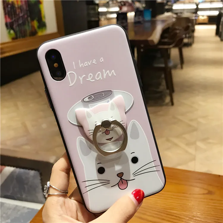 ТПУ Силиконовая + PC Для женщин телефон Сумки Чехол для IPhone X 6 S 6splus 7 8 плюс милые 3D