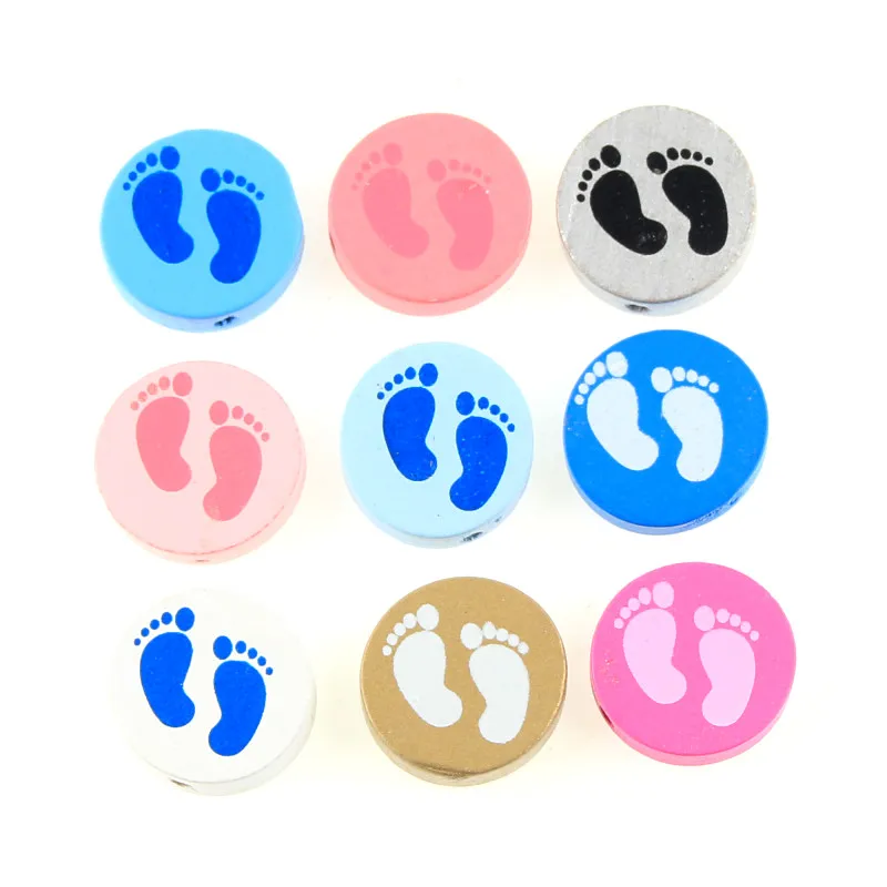 20pcs lovely Foot pattern 20mm Diy Wooden Beads For jewelry making Spacer Wood Accessories | Украшения и аксессуары