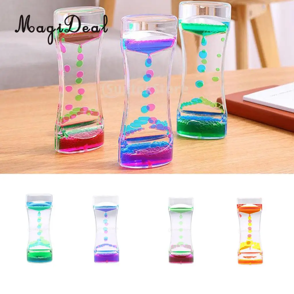 

MagiDeal 1Pc Floating Color Mix Oil Liquid Bubbler Motion Timer Hour Glass for Home Room Office Decor Novelty Birthday Gift