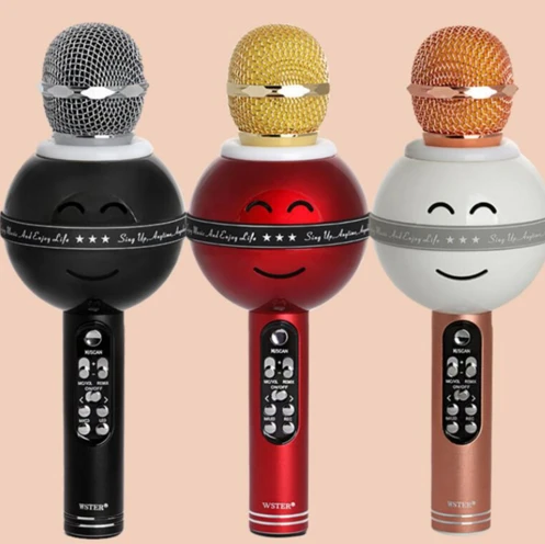 WS878 беспроводной Bluetooth Кара ОК микрофон смайлик маленький человек мини