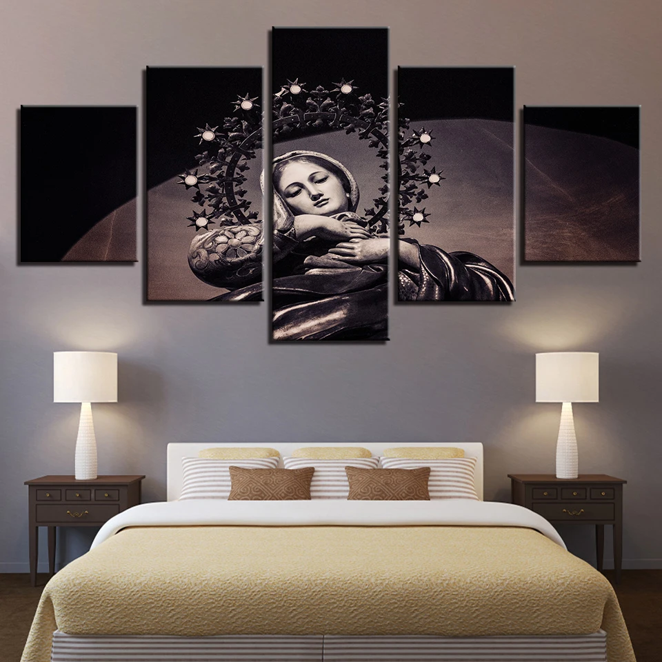 Картина на холсте настенное искусство HD принты домашний декор 5 шт. Дева Мария
