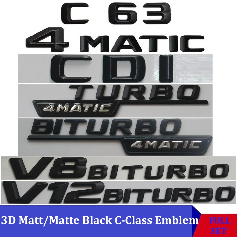3D матовая черная Автомобильная эмблема W204 W205 C180 C200 C300 C320 C350 C280 C220 C250 C63 наклейки