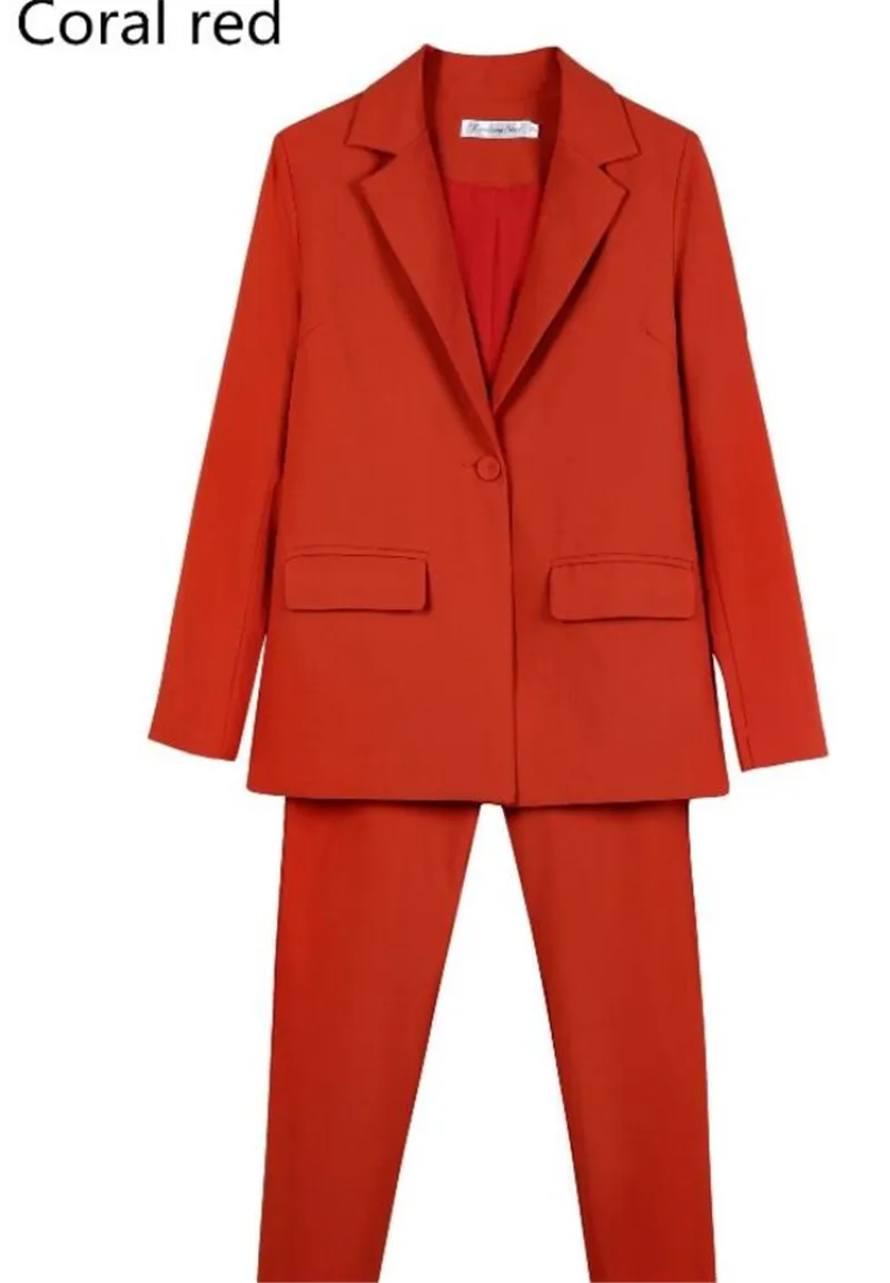 Coral Red Women Pantsuit Tuxedo 2 Piece Set(Jacket+Pants) Women Business Suit Female Office Uniform Ladies Pantsuits Custom Made