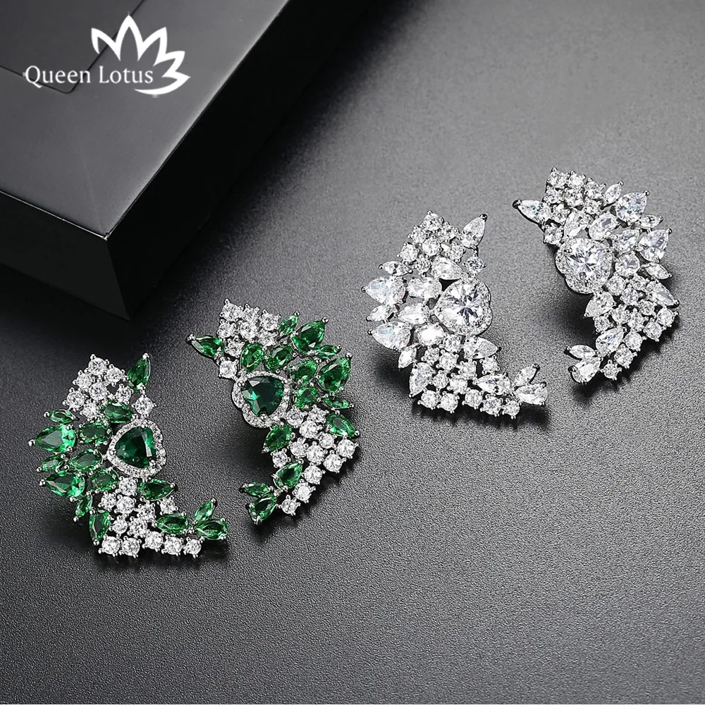 Женские серьги-гвоздики Queen Lotus корейские серьги с большими кристаллами и