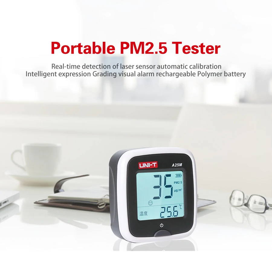 UNI-T A25M PM2.5 тестеры Air Quility измерения 0~ 500ug/кубических метров Авто Диапазон перегрузки указывают Вход Батарея
