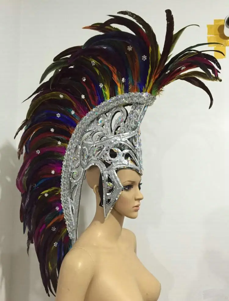 Мужской ободок с перьями вечерние ободки в римском стиле синего розового белого