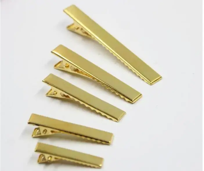 

50pcs/lot Gold Single Prong Metal Alligator Hair Clips Hairpins Korker Bow 32mm/42mm/46mm/56mm/76mm