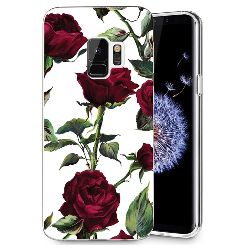 For Samsung Galaxy S9 S9Plus S8 Plus S7 edge J500 A3 A5 2017 TPU Colorful Flora Flower Face Painted Silicone Case Fundas E079 |