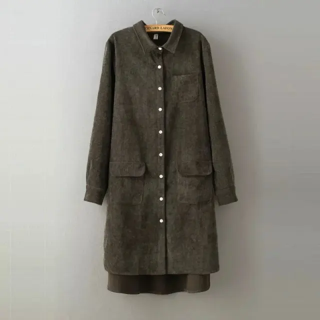 Женские винтажные вельветовые рубашки с длинным рукавом весенне осенние