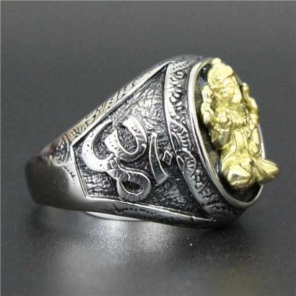 Wonderful Design Golden Ganesh Lotus Elephant Ring 316L Stainless Steel Cool Punk Amazing | Украшения и аксессуары