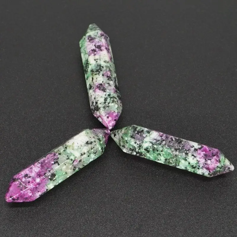 Уникальный натуральный рубин Zoisite Crystal шестигранная колонна кабошон 3 шт. 35x8