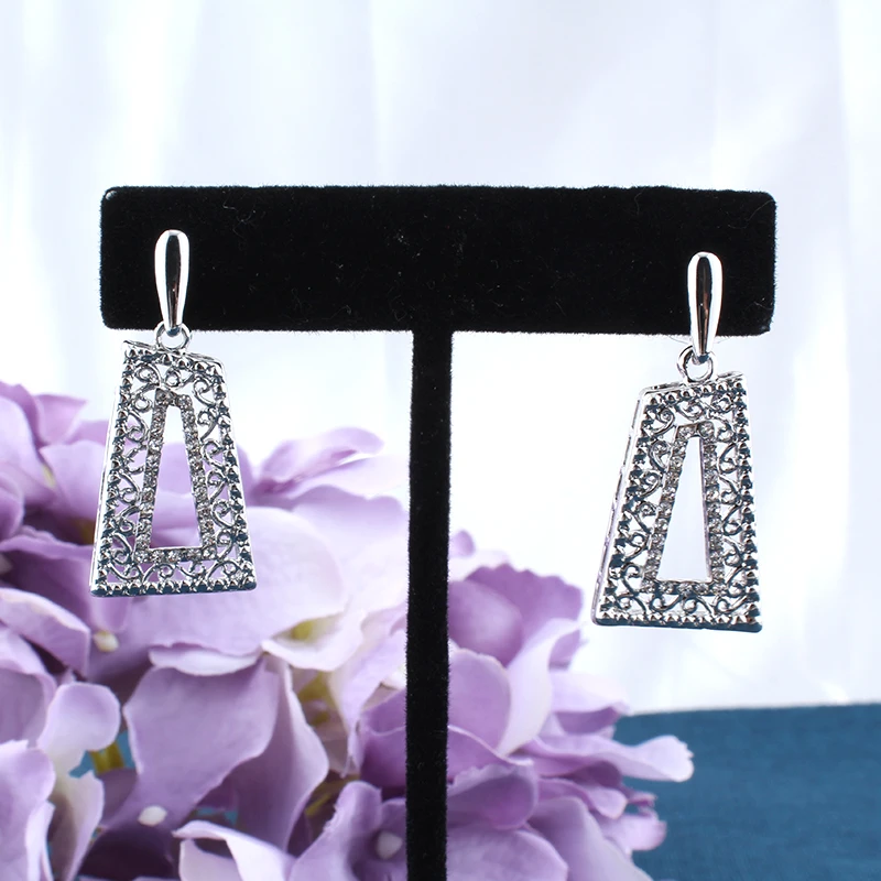 Набор свадебных украшений для женщин серебряное ожерелье и серьги стразы