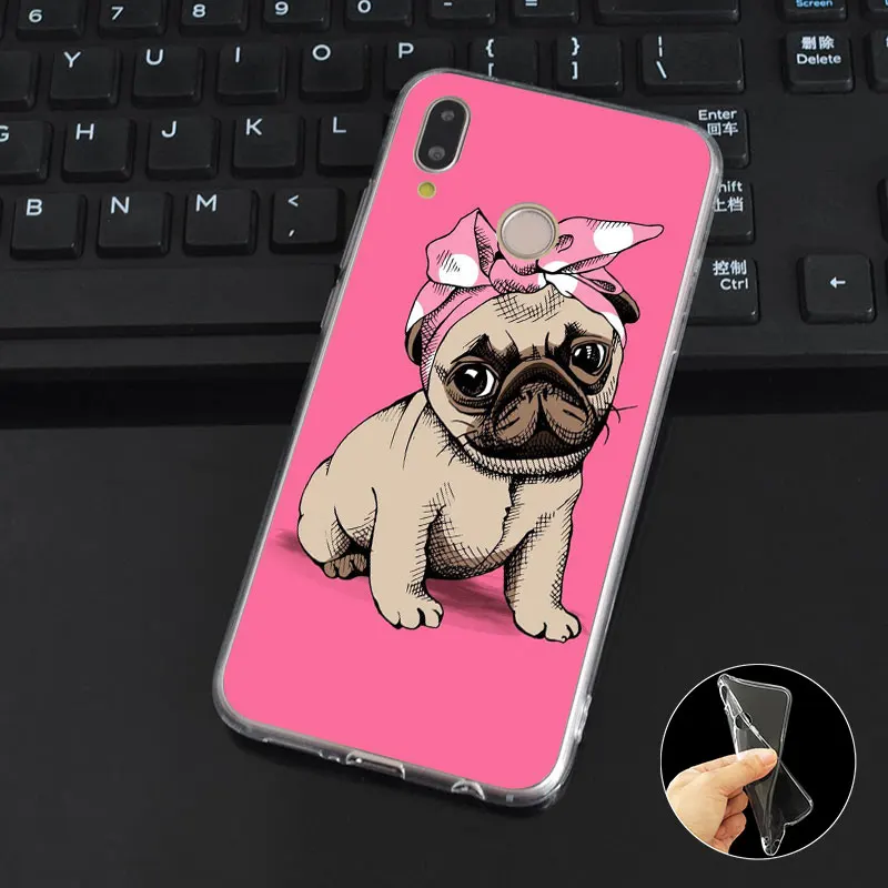 DREAMFOX M281 Мягкий силиконовый чехол из ТПУ с Мопсом и щенком французского бульдога