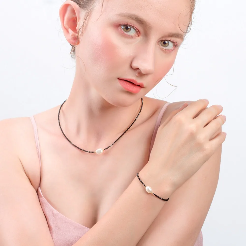 ORSA JEWELS настоящие женские пресноводные жемчужины неправильной формы Черный шпинель браслет серебро 925 красивые стильные ювелирные изделия SB48-B