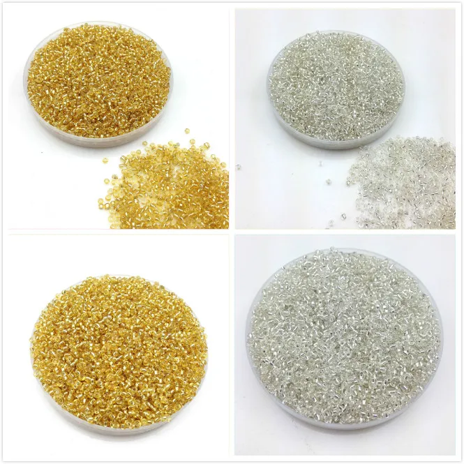 16 г 1000 шт. 2 мм золотистые/Серебристые круглые бусины-разделители Бусины из стекла