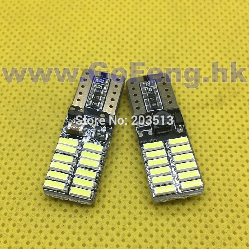 100 шт./лот Canbus автомобильная светодиодная лампа 194 168 t10 w5w 24 светодиода SMD 4014 24smd без
