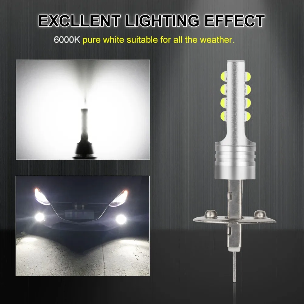 2 шт. H1 светодиодный фонарь для вождения автомобиля 12 3535SMD супер яркий 1400LM 6000K белый свет высокой мощности H3 светодиодный 12V 24V Авто Лампа