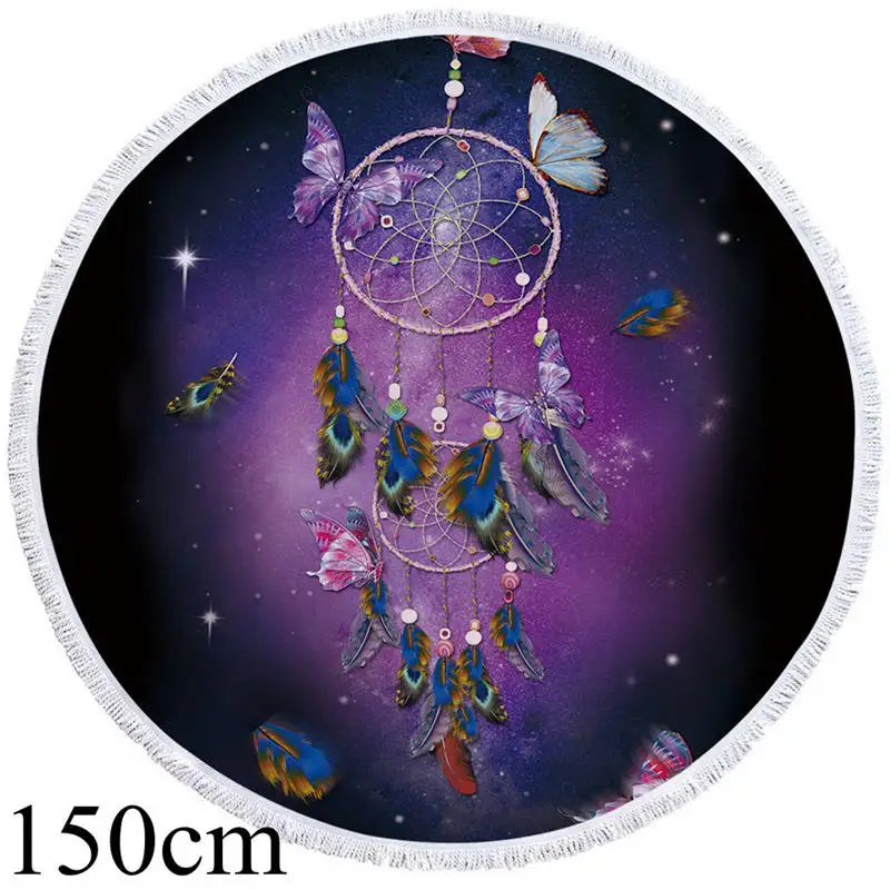 Towel 150cm Постельные принадлежности Outlet Dreamcatcher Tassel гобелен бабочка богемный круглый пляжное полотенце фиолетовый Toalla Sunblock одеяло 150 см Коврик для йоги - Цвет: Towel 150cm