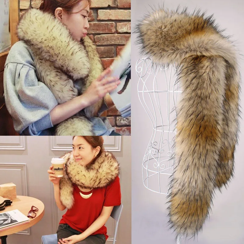 Осенне-зимний женский воротник из искусственного лисьего меха шумоглушитель