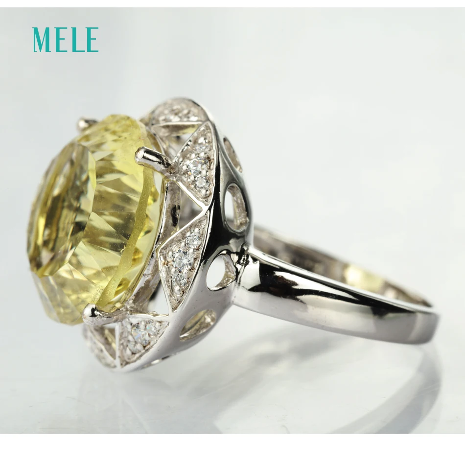 Натуральный дымчатый кварты и лимонный кварц серебряное кольцо цветок резки