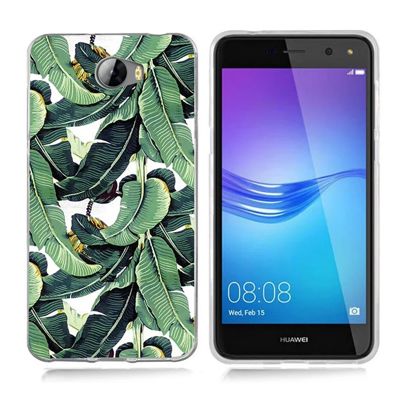 For Huawei Y5 ii Y5ii Cover/5A LYO-L21/Y6 II Compact Coloful Soft TPU Silicone fundas Leaf Painted Design Case A014 |