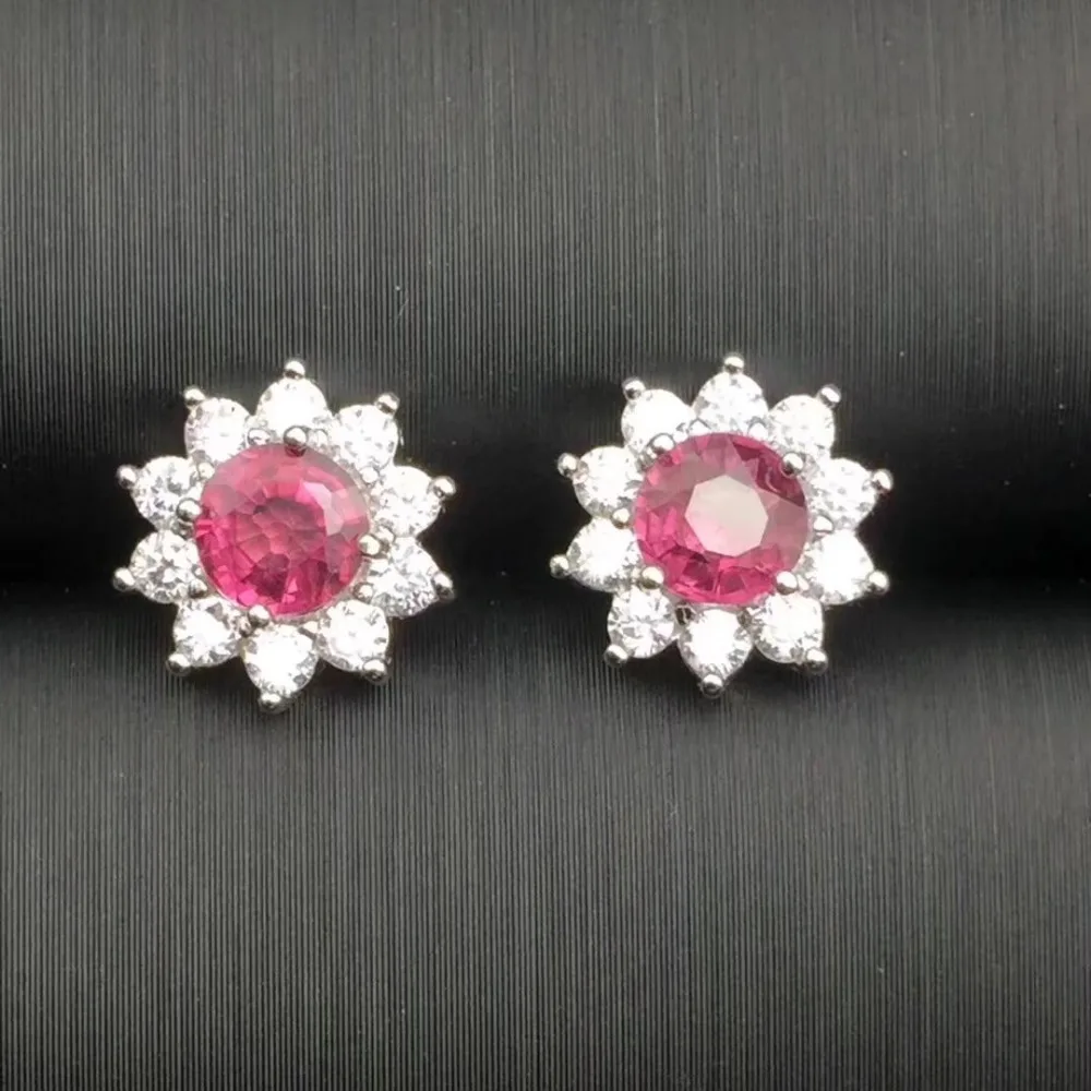 Верность природный гранат S925 серебро Fine Jewelry Набор для женщин Свадебные натуральный фиолетовый камень серьги кольца кулон