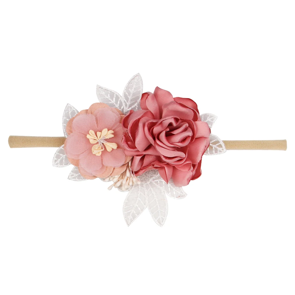 22 IBOWS Hair Accessories Lovely Baby Headband Fake Flower Nylon Hair Bands For Kids Artificial Floral Elastic Head Bands Headwear - Цвет: 22